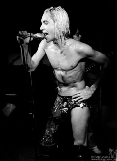 Iggy Pop on stage at Max's Kansas City, NYC. August 11, 1973. Image #: R-456 © Bob Gruen Iggy Pop, NYC - 1973