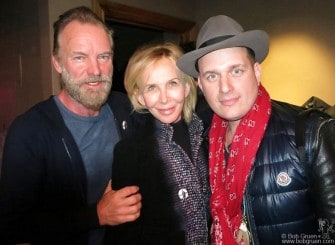 Jan 23 - Park City, UT - Sting, his wife Trudy and J. Ralph backstage at the ASCAP Lounge. Sting and J. Ralph wrote the theme song for the film "Jim: the James Foley Story".