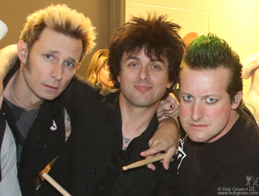 April 7 - Brooklyn - Green Day; Mike, Billie Joe and Tre look great backstage at the Barclays Center before the show.