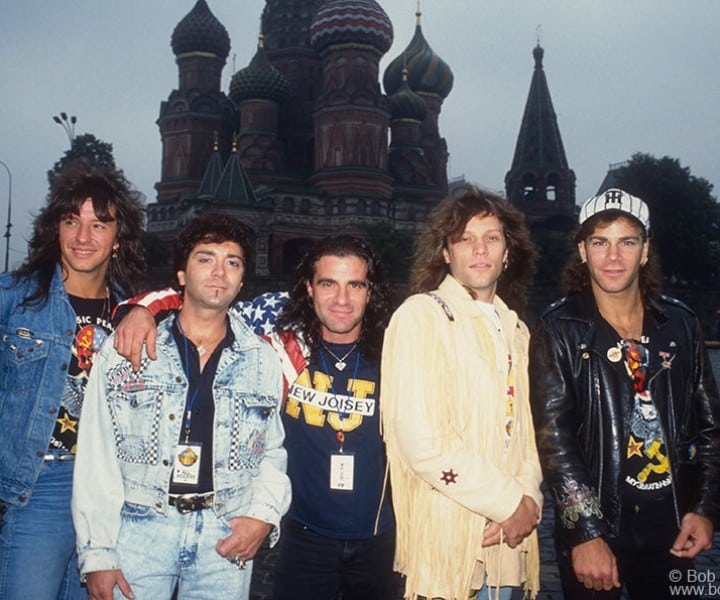 Bon Jovi, Moscow, Russia. August 1989. <P>Image #: C-193  © Bob Gruen