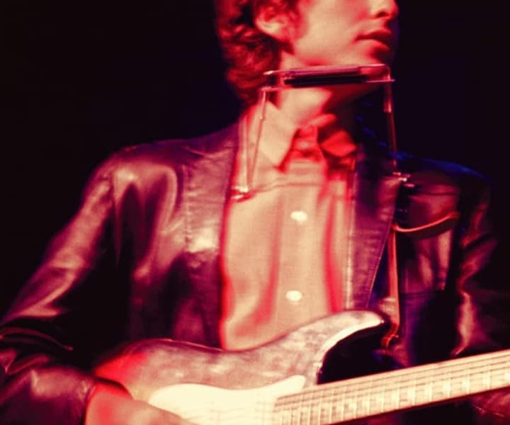 Bob Dylan, Newport, RI. July 25, 1965. <P>Image #: C-43 © Bob Gruen