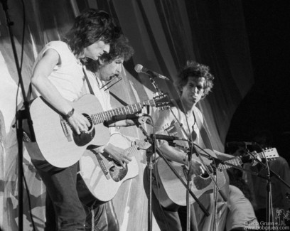Ron Wood, Bob Dylan and Keith Richards, PA - 1985
