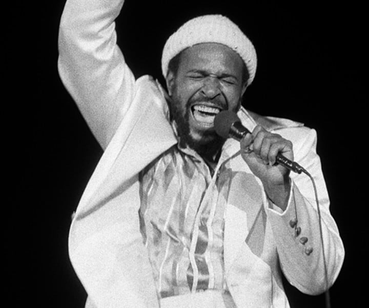 Marvin Gaye, Carnegie Hall, NYC. August 25, 1974. <P>Image #: R-253  © Bob Gruen