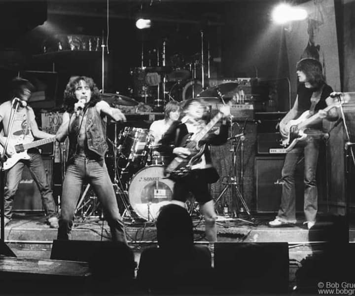 AC/DC, CBGB. August 1977. <P>Image #: R-322  © Bob Gruen