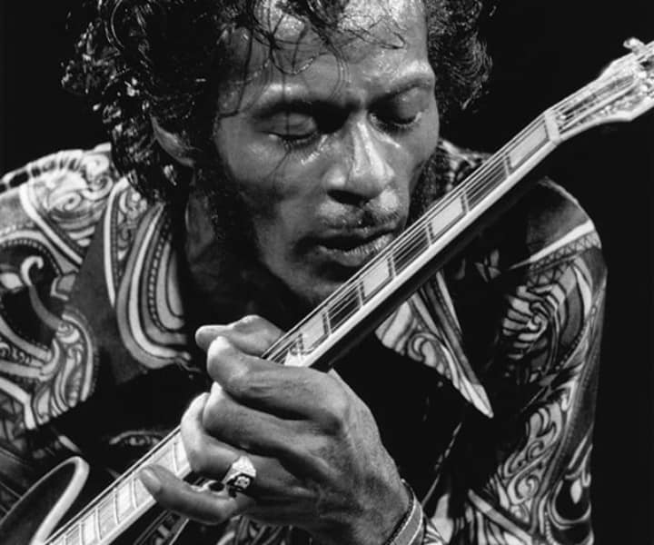 Chuck Berry, MSG, NYC. October 15, 1971. <P>Image #: R-74  © Bob Gruen 