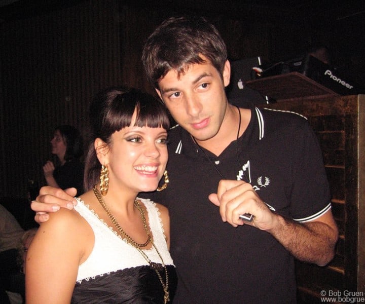 Lily Allen and Mark Ronson, Pink Elephant, NYC. October 10, 2006. <P>Image #: C-259  © Bob Gruen