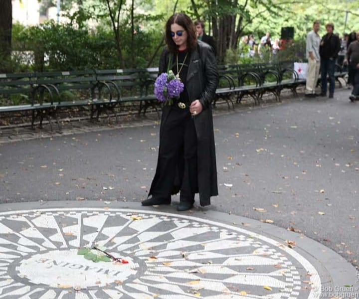 August 23 - NYC - Ozzy Osbourne, at the Imagine circle in Central Park, filmed a video tribute to John Lennon to go with his recording of Lennon's song 'How'.