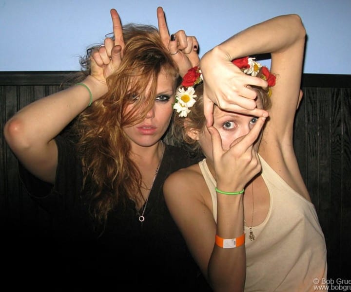 Theodora and Alexandra Richards at the Kills after-party in Jesse Malin and Johnny T's hot new club, the Bowery Electric.