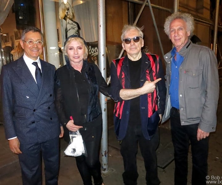 September 22 - NYC - Jeffrey Deitch, Debbie Harry and Chris Stein and me during the opening of the Blondie 40th Anniversary exhibit at the Chelsea Hotel Gallery. The show, curated by Jeffrey, includes photos by Chris and myself, David Godlis, Roberta Bayley, Bobby Grossman, Mick Rock, Annie Liebowitz and Robert Mapplethorpe.
