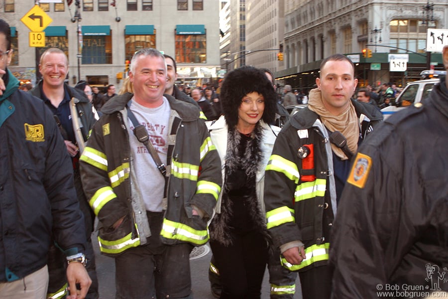 The lucky Firemen who escorted Debbie were very happy.