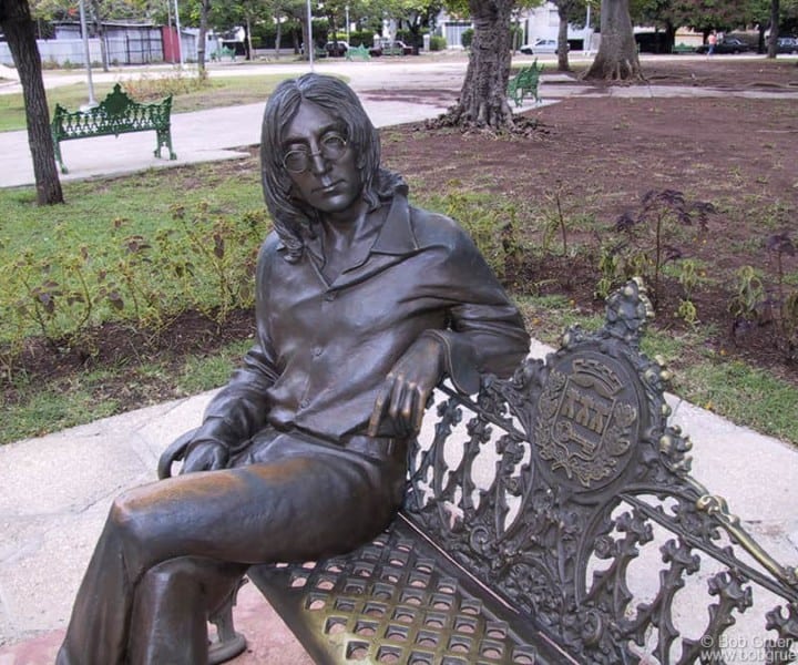 May 22 - Cuba - The John Lennon sculpture in Havana is impressive. It was made by Cuban Artist José Villa.  Fidel Castro and Ricardo Alarcon, President of the Cuban Parliament were part of the unveiling ceremony held in December 2000. "This place will always be a testimonial to struggle, a summoning to humanism. It will also be a permanent homage to a generation that wanted to transform the world, and to the rebellious spirit, innovative, of the artist who helped forge that generation and at the same time is one of its most authentic symbols", said Alarcon at the ceremony.