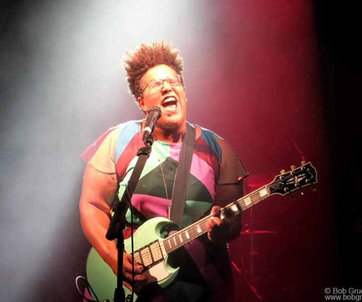 May 24 – NYC – Brittany Howard of the Alabama Shakes during a Sailor Jerry party for Fleet Week on stage at the Intrepid Air and Space Museum.