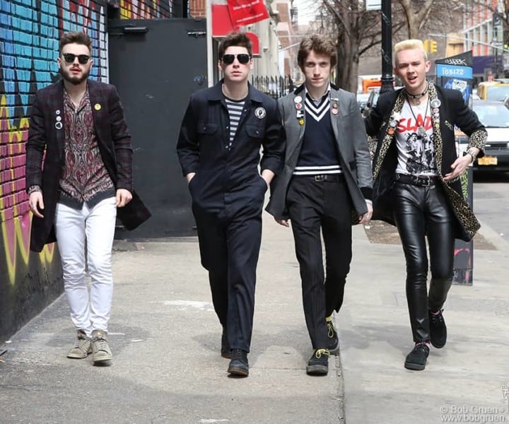 March 27 – NYC – (L-R) Josh McClorey, Ross Farrelly, Pete O’Hanlon and Evan Walsh of The Strypes walking on the streets of the Lower East Side.