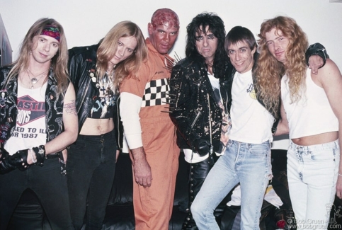 Mike Watson, Jason McMaster, Horace Pinker, Alice Cooper, Iggy Pop and Dave Mustaine, NYC - 1989