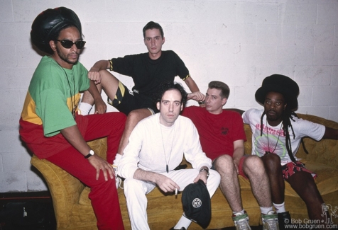 Don Letts, Greg Roberts, Mick Jones, Dan Donovan and Leo Williams, PA - 1989