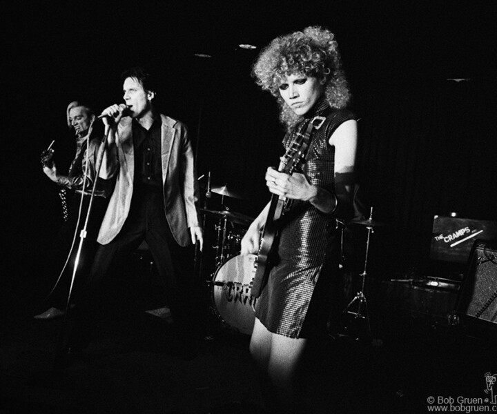 Bryan Gregory, Lux Interior and Poison Ivy, Max’s Kansas City, NYC. December 1978. <P>Image #: Cramps1278_1-15_1978 © Bob Gruen