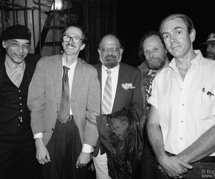 Victor Moscoso, Robert Crumb, Allen Ginsberg, Gilbert Shelton and Robert Williams, Psychedelic Solution, NYC. June 7, 1989. <P>Image #: PsychedelicSolution689_1-26a_1989 © Bob Gruen