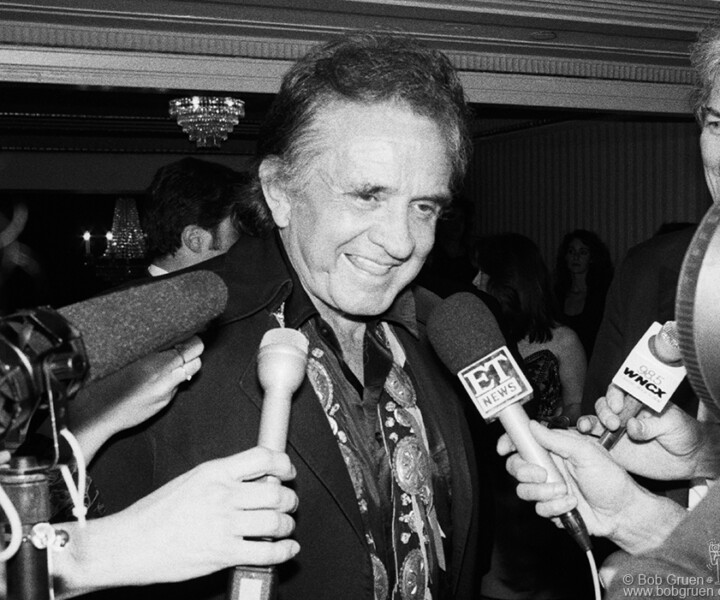 Johnny Cash, Waldorf-Astoria Hotel, NYC. January 15, 1992. <P>Image #: RRHOF192_6-30a_1992 © Bob Gruen