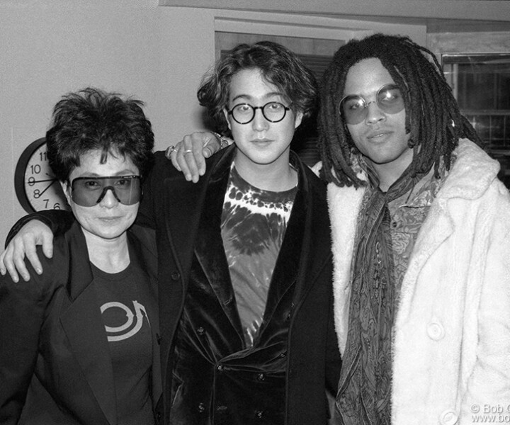 Yoko Ono, Sean Lennon and Lenny Kravitz, NYC. January 1991. <P>Image #: SeanLennon191_1-3a_1991 © Bob Gruen