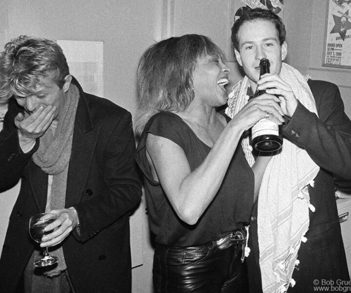 David Bowie, Tina Turner and John McEnroe, Ritz, NYC. January 1983. <P>Image #: TinaTurner183_1-12a_1983 © Bob Gruen