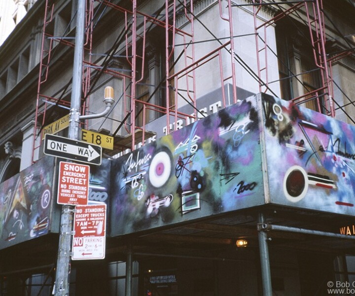 Futura 2000 graffiti, NYC. April 1982. <P>Image #: Graffiti482_1982_1 © Bob Gruen