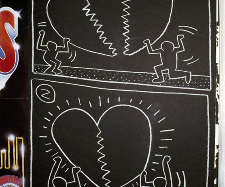 Keith Haring graffiti, NYC. February 1984. <P>Image #: KeithHaring284_1984_1 © Bob Gruen