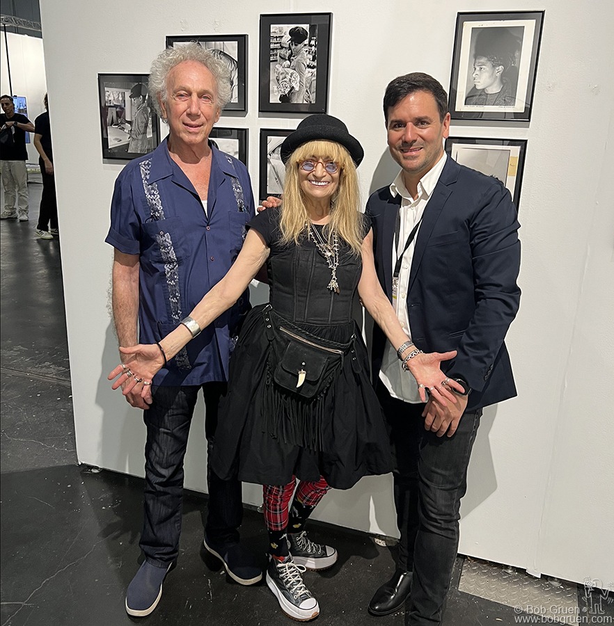 Sept 7 - NYC - (L-R) Bob Gruen, Marcia Resnick and Sebastian Alderete during “Photofairs New York” at Jacob Javits Center.