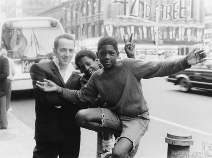 Joe Strummer and kids, NYC - 1985