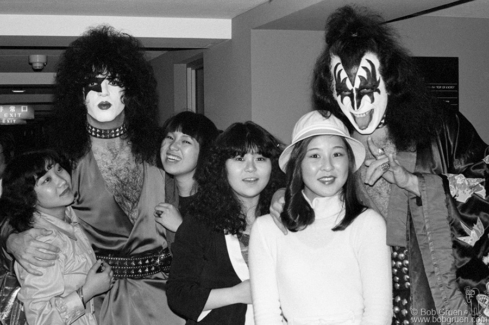 Paul Stanley and Gene Simmons with fans, Japan - 1977