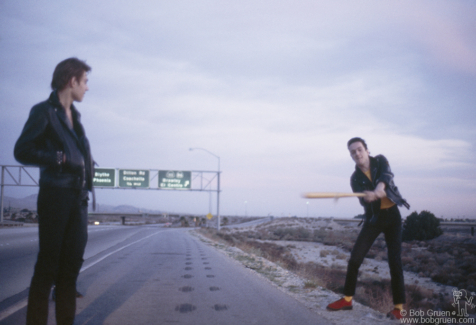 Paul Simonon and Joe Strummer of the Clash during their tour of the USA. February 1979. Image #: Clash279_1979_34 © Bob Gruen Paul Simonon and Joe Strummer, USA - 1979