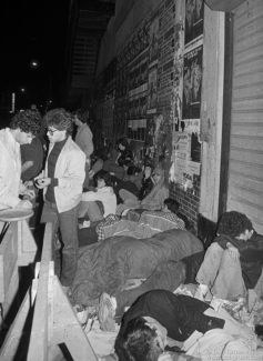Ticket line to see the Clash at Bond's Casino, NYC. May 1981. Image #: Clash581_1-8_1981 © Bob Gruen Ticket line, NYC - 1981