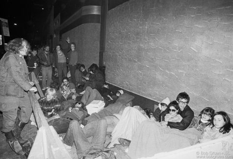 Ticket line to see the Clash at Bond's Casino, NYC. May 1981. Image #: Clash581_1-9_1981 © Bob Gruen Ticket line, NYC - 1981