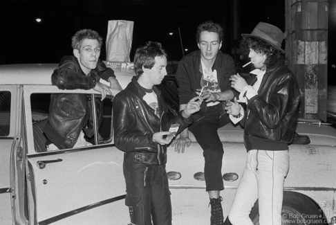(L-R) Paul Simonon, Topper Headon, Joe Strummer and Mick Jones of the Clash on the streets of NYC. September 1978. Image #: Clash978_5-29_1978 © Bob Gruen Clash, NYC - 1978