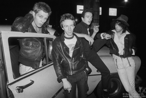 (L-R) Paul Simonon, Topper Headon, Joe Strummer and Mick Jones of the Clash posing on the streets of NYC. September 1978. Image #: Clash978_5-36_1978 © Bob Gruen Clash, NYC - 1978