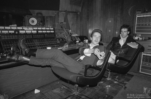 Joe Strummer and Mick Jones of the Clash at the Record Plant, NYC. September 1978. Image #: Clash978_7-5_1978 © Bob Gruen Joe Strummer and Mick Jones, NYC - 1978