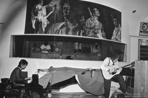 Richard Bacchus and Jesse Malin of D Generation at Electric Lady Studios, NYC. March 1994. Image #: DGeneration394_2-5a_1994 © Bob Gruen Richard Bacchus and Jesse Malin, NYC - 1994